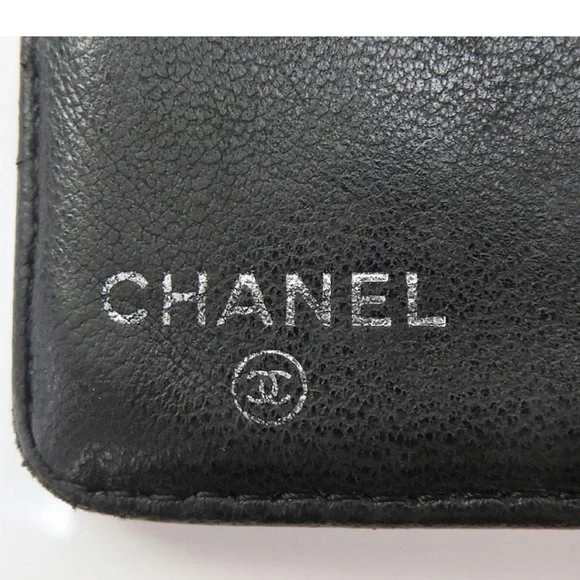 AUTH CHANEL Camellia Lambskin Long Wallet Black - Picture 10 of 11